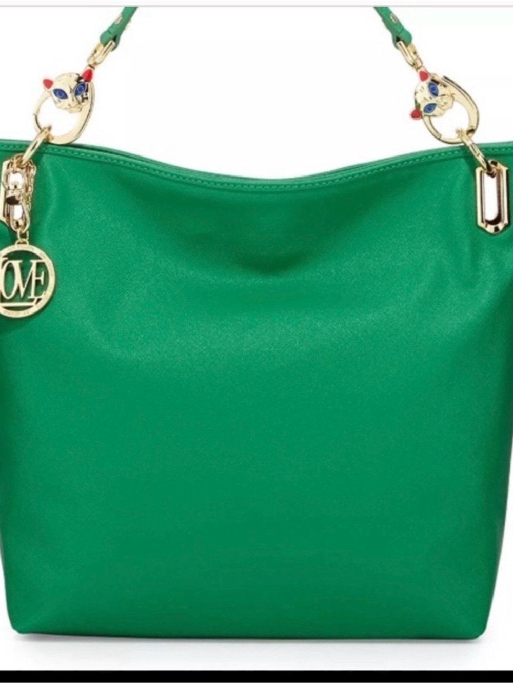 Love Moschino Green Cat Handle Tote Purse Bag - Picture 2 of 6